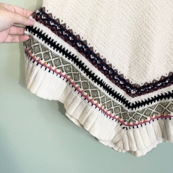 Anthropologie Sleeping on Snow Cream Wool Woodland Knitted Poncho Sweater XS - Picture 7 of 10